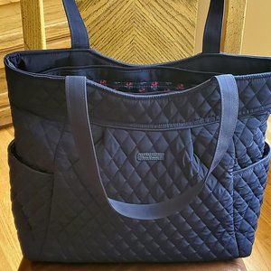 Vera Bradley Navy Zippered Pleated Tote NWT